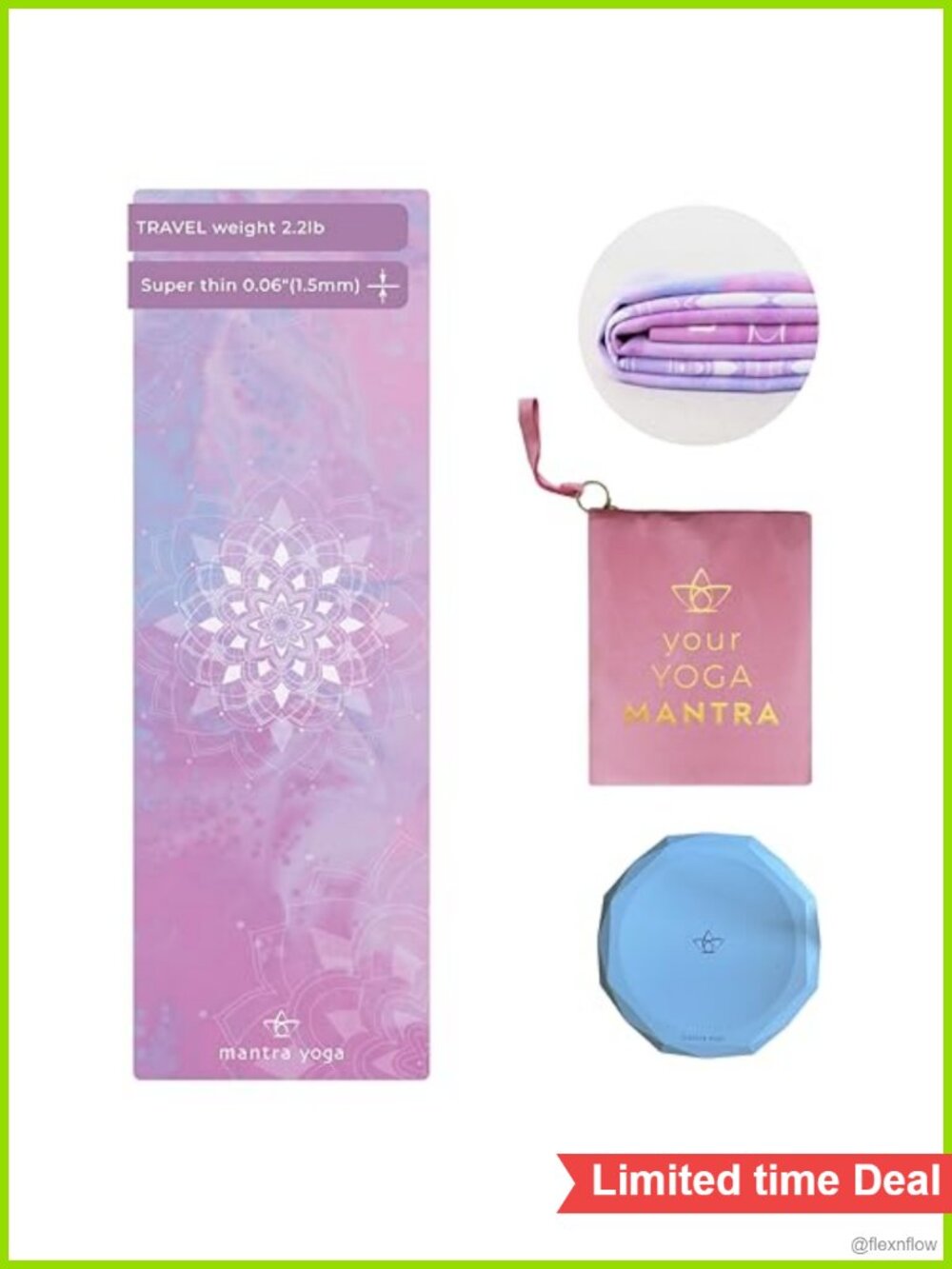 1.5mm Foldable Yoga Mat with Knee Pad - Eco-Friendly Non-Slip Travel Fitness Mat